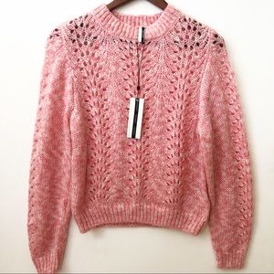 Topshop Open Knit Pink Crop Sweater